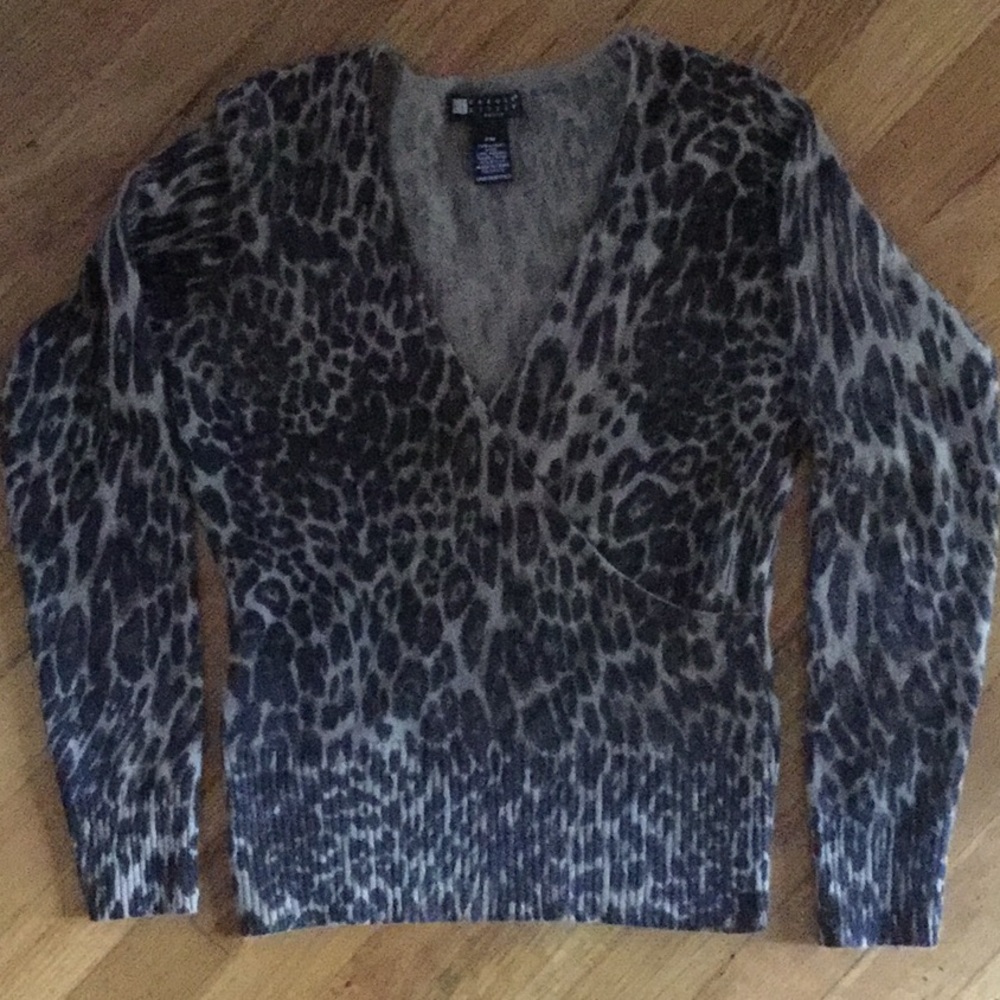 Leopard print v-neck sweater